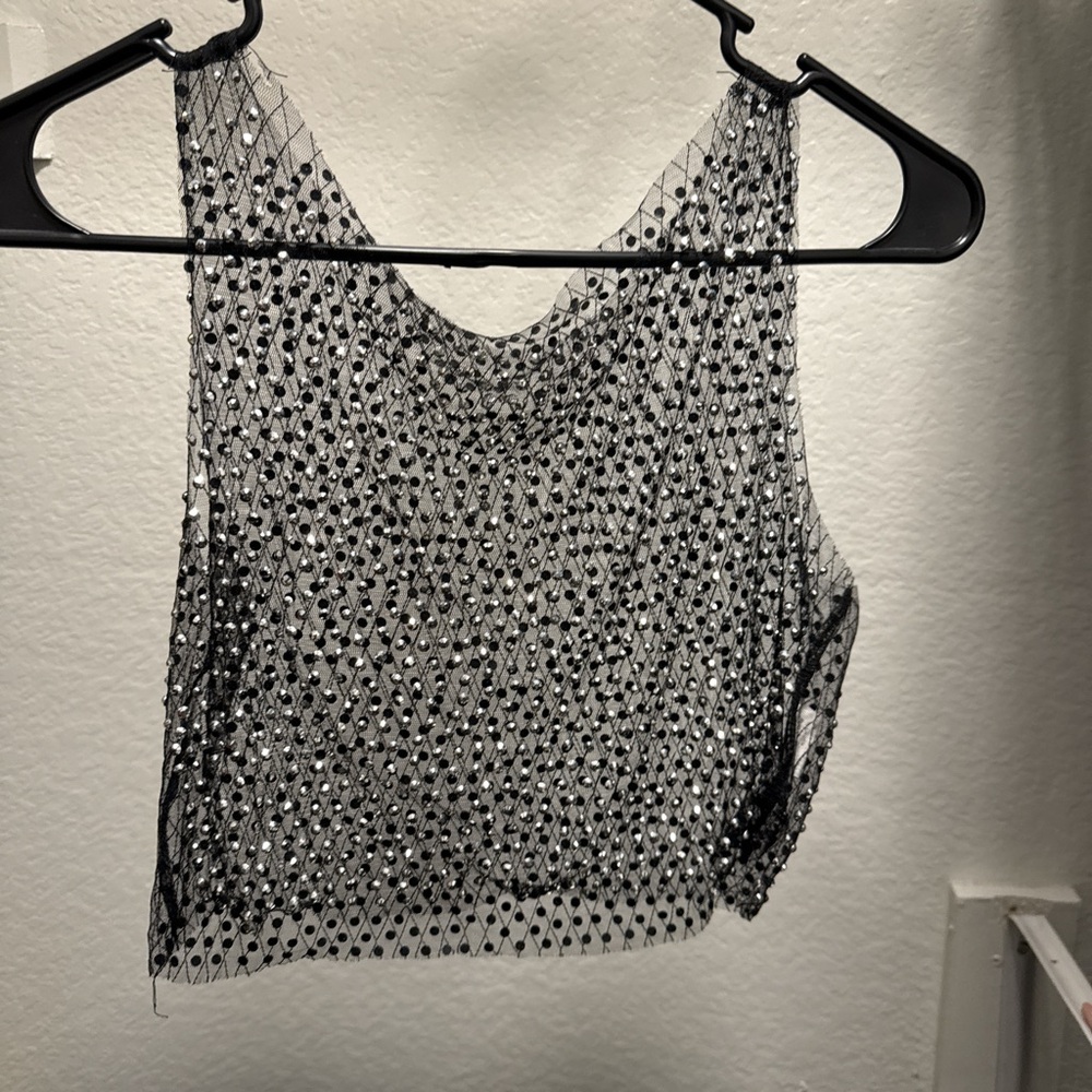 Black Sequin Sleeveless Top